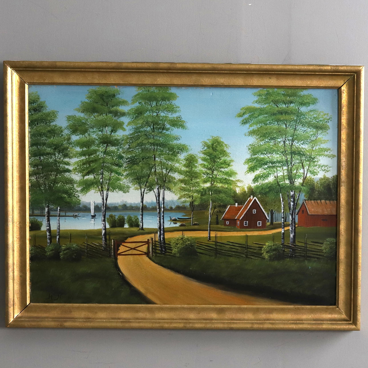 OIDENTIFIERAD KONSTNÄR. BACKGAMMON. Oil on panel, "Summer motif”, signed H.N -10.