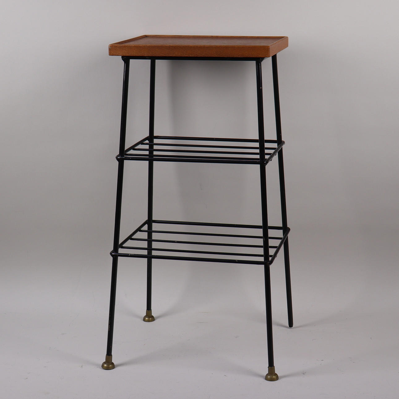 SIDE TABLE with shelf, string model with teak top, 1950/60s.