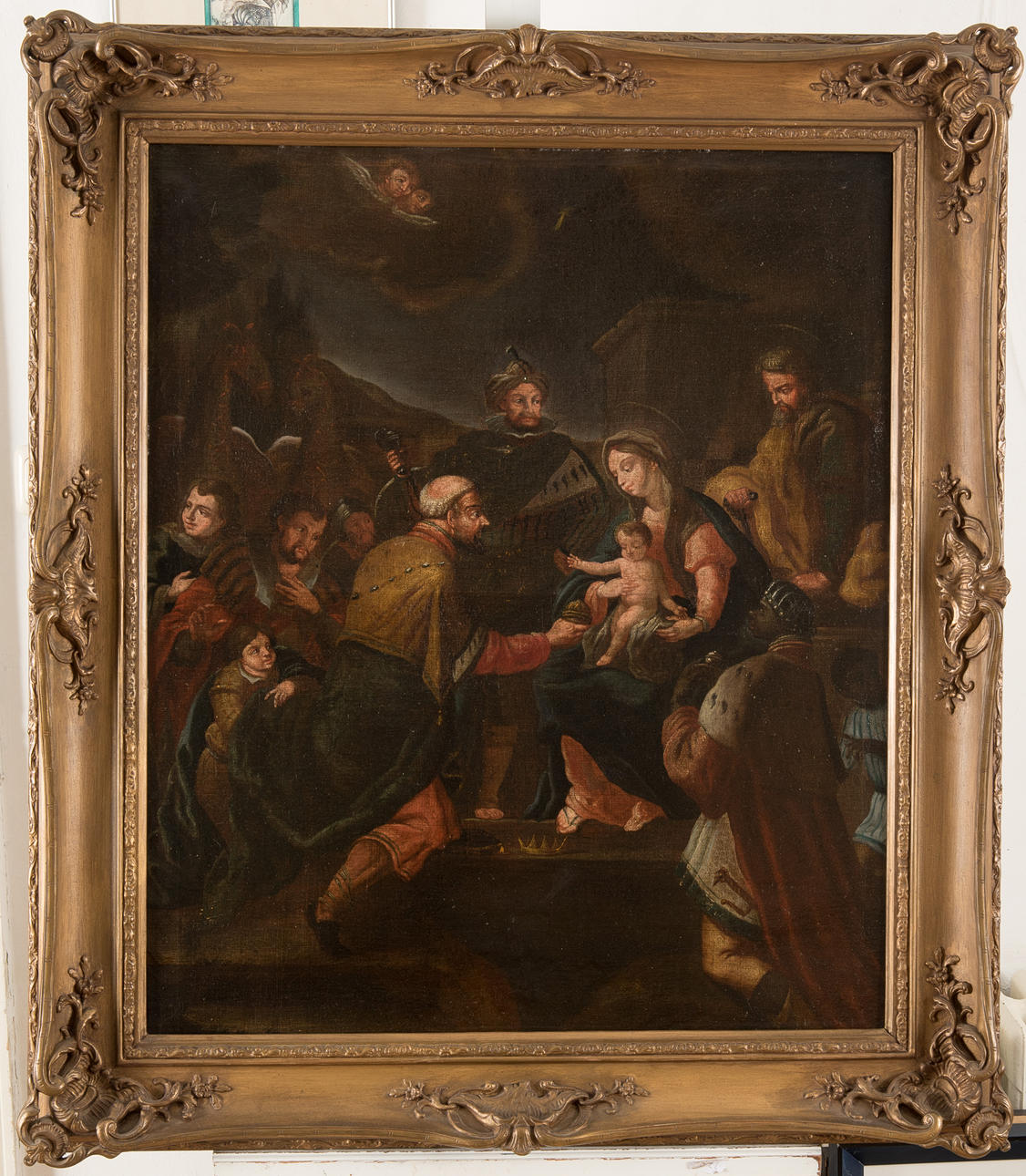 OIDENTIFIERAD KONSTNÄR. Religiöst motiv, Olja på duk. Holländsk mästare 1700-tal.