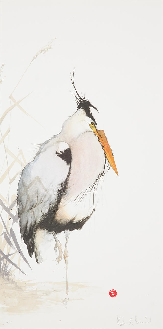KARL MARTENS. Heron, lithograph, signed, numbered sample print.