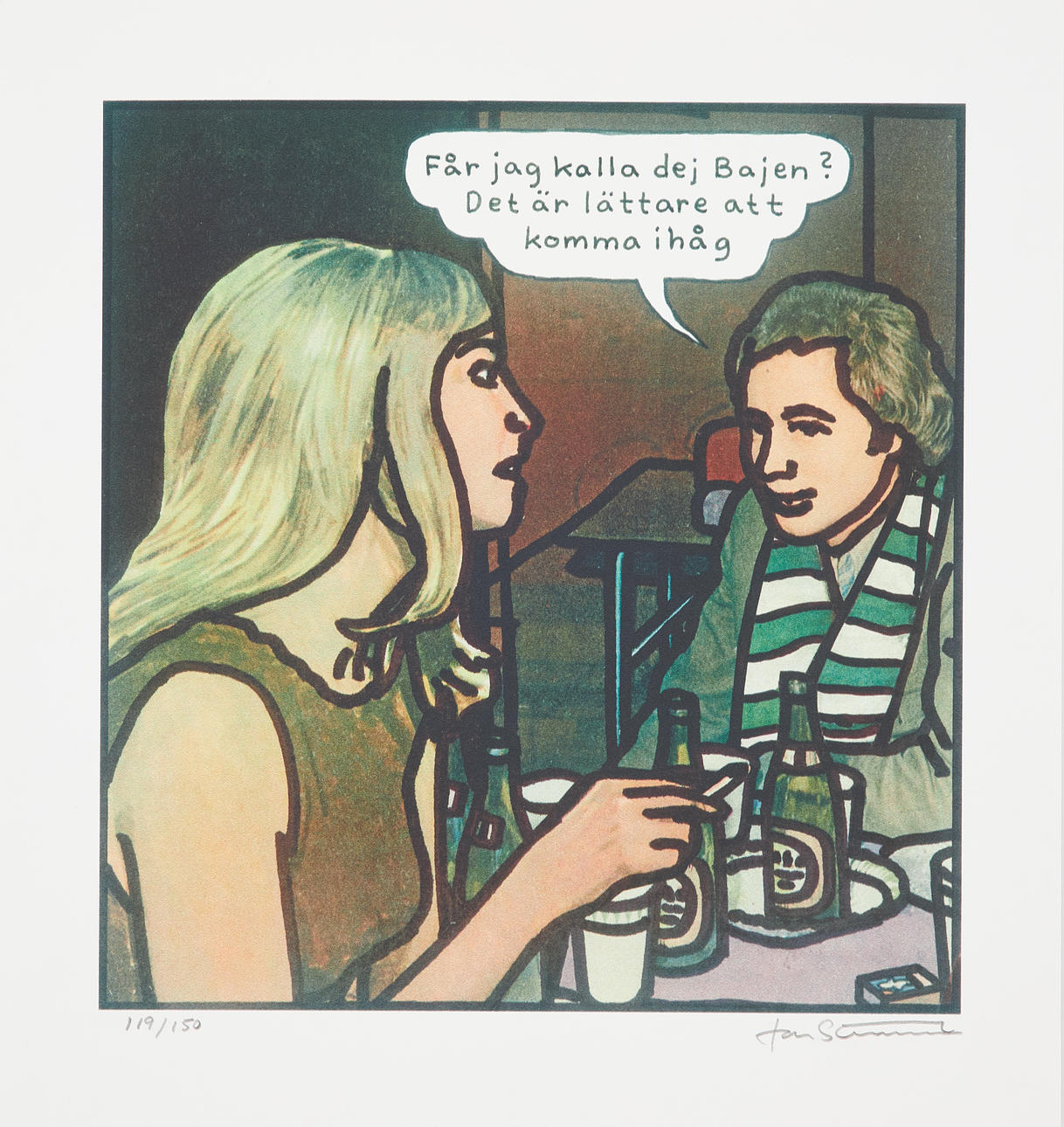 JAN STONEMARK. “May I call you Bajo?“, offset printing, signed, numbered 119/150.