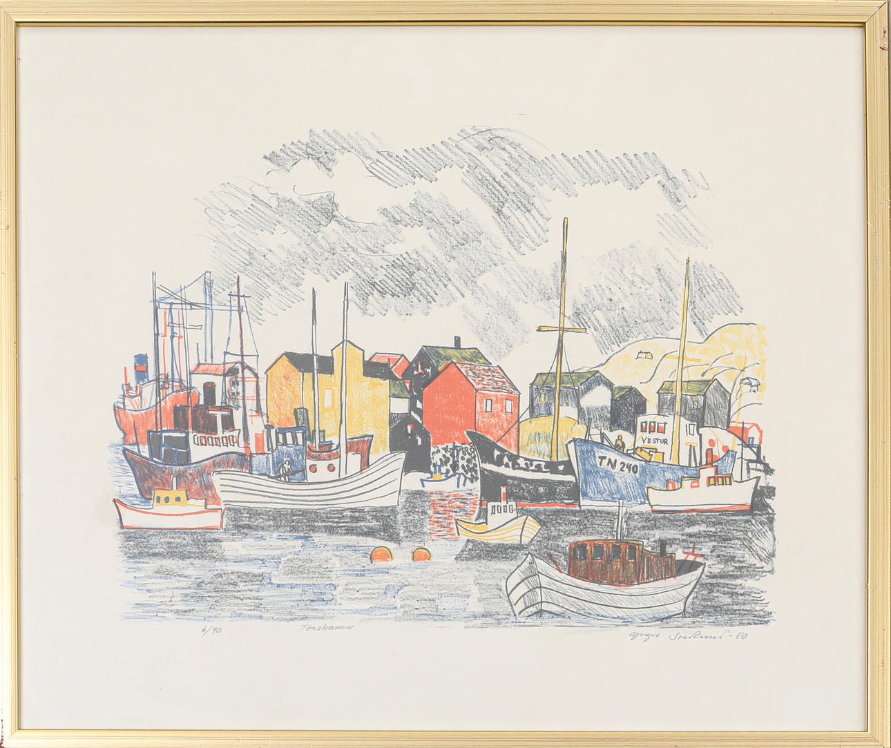 YNGVE SVEDLUND. lithograph, “Torshamnen”, signed, numbered 6/90 and dated -80.
