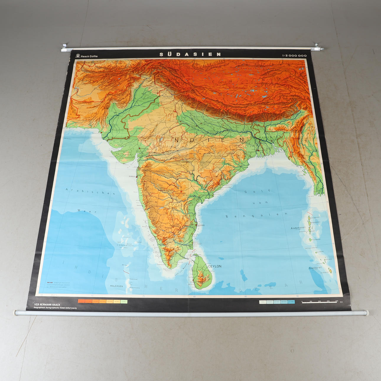MAP/SCHOOL POSTER, South Asia, Haack Gotha.