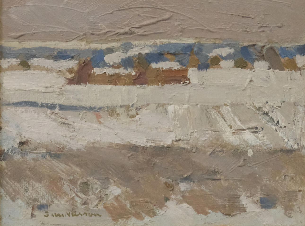 SVEN NILSSON. OIL. ABSTRACT LANDSCAPE COMPOSITION.