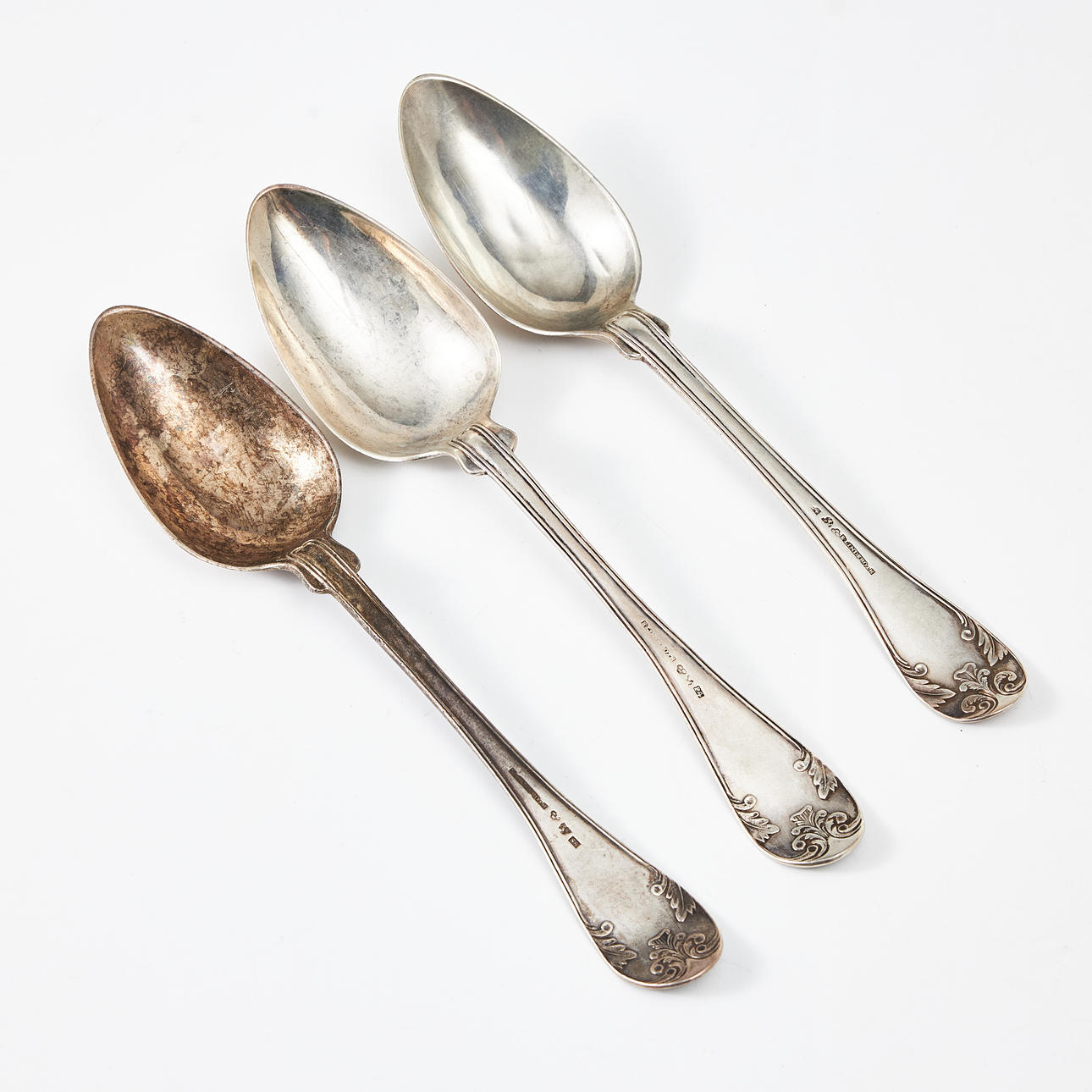 A set of 3 silver spoons, Erik Linderoth (active 1824-1870), Umeå, 1840s, model Old French.