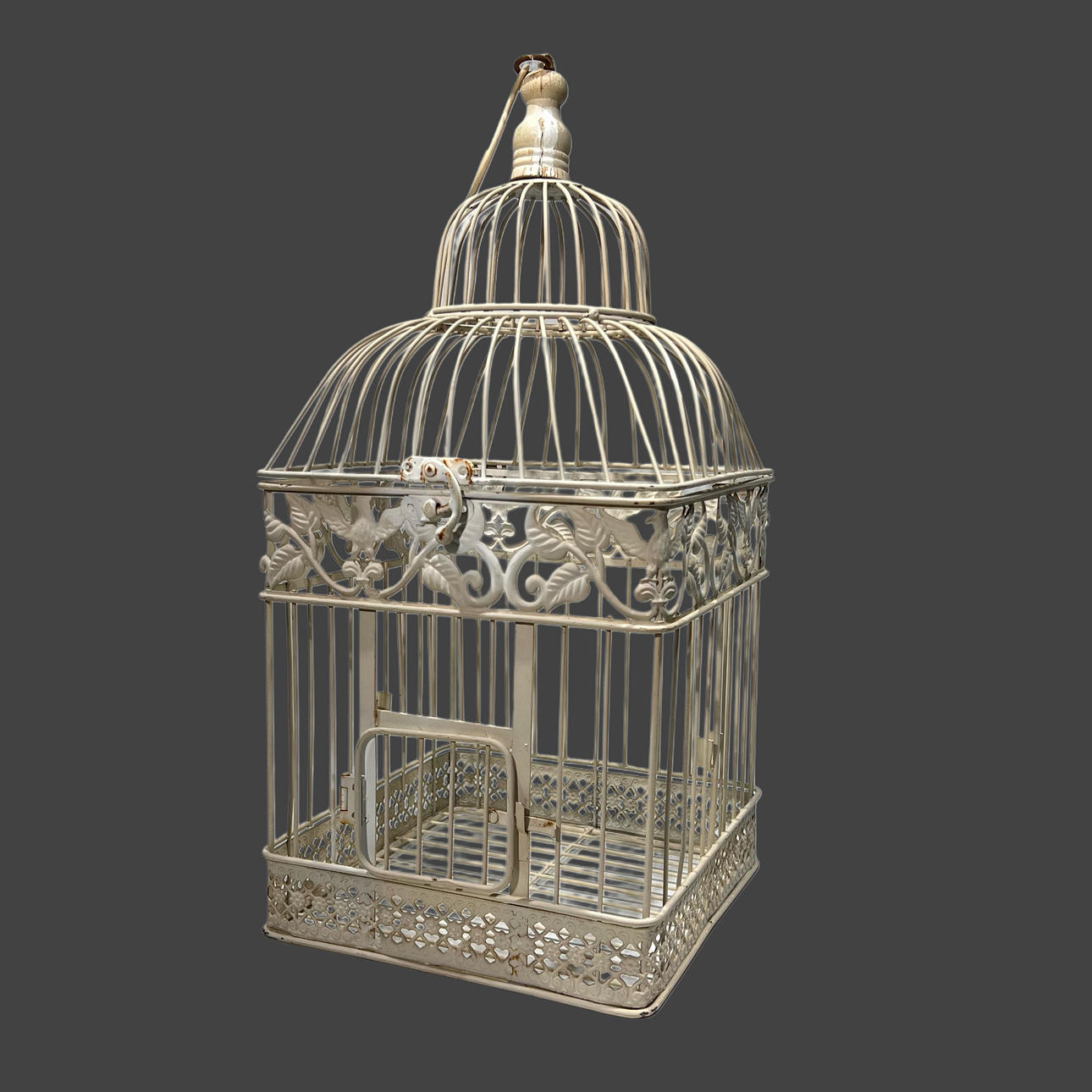 Vogelkäfig aus lackiertem Eisen.