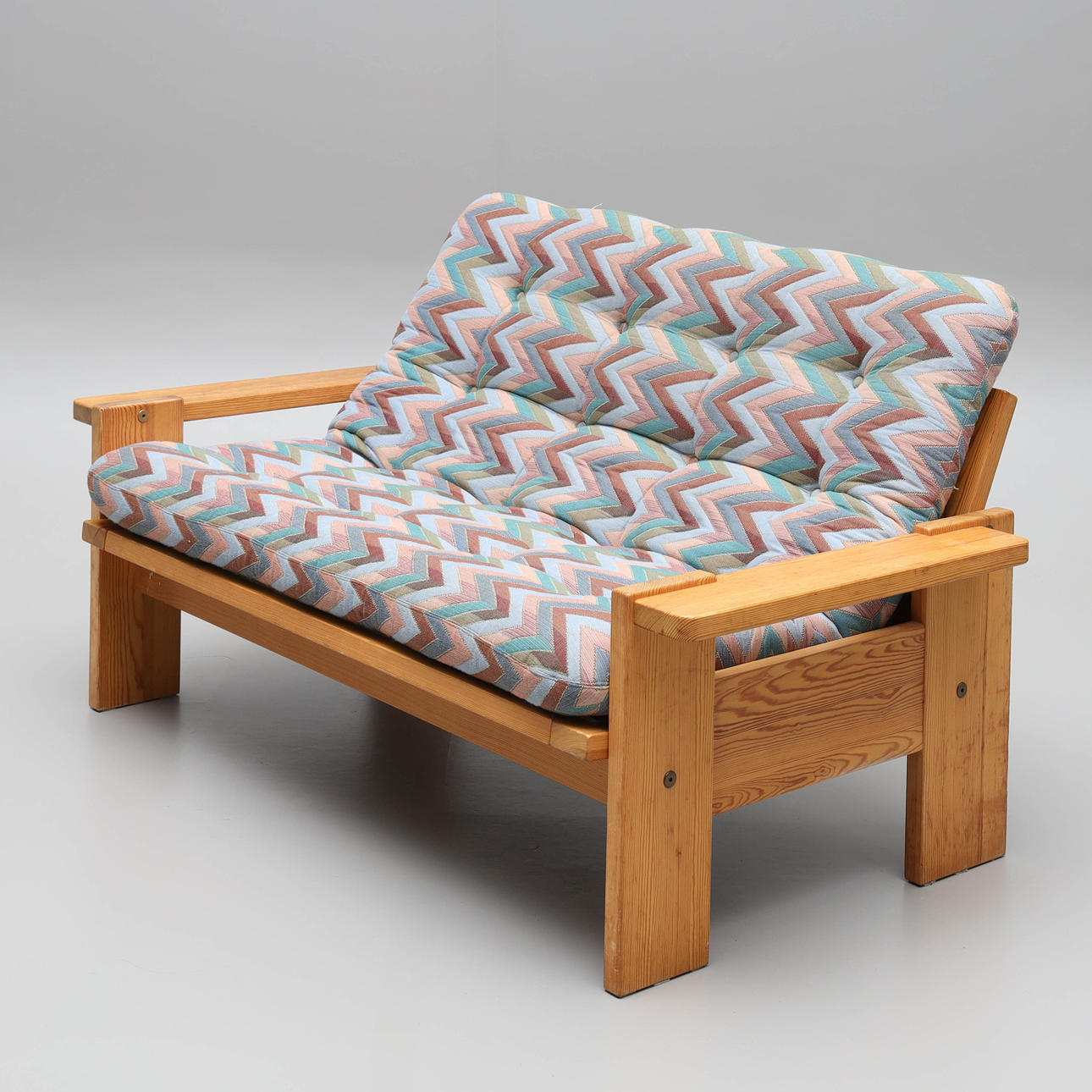 A sofa, 2-seater, solid pine, 1970s.