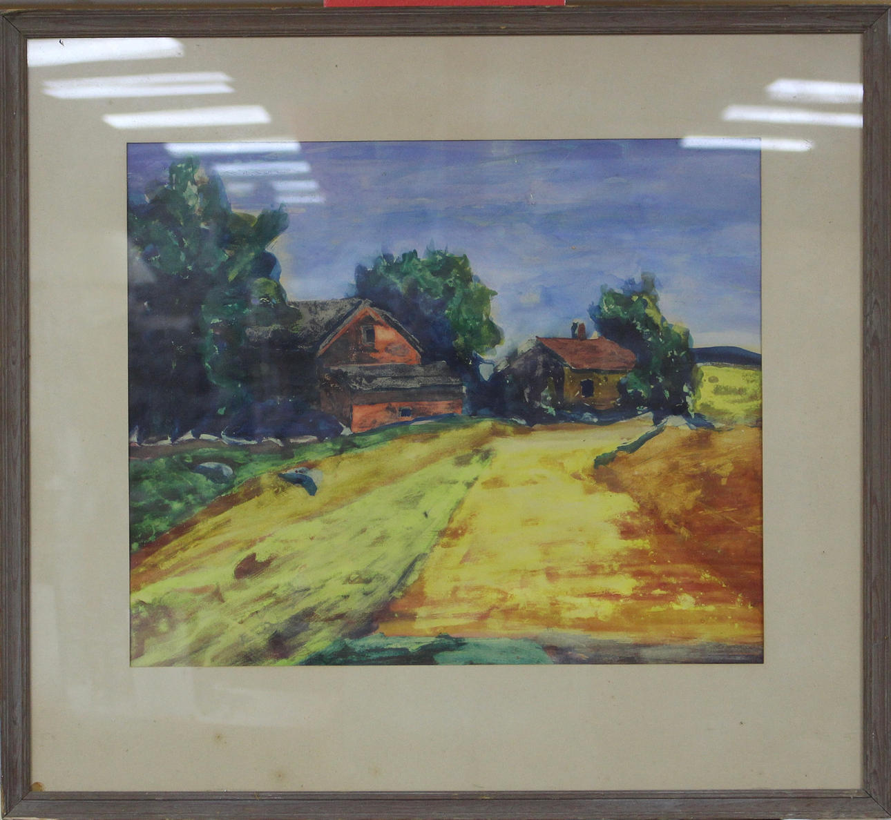 UIDENTIFICERET KUNSTNER, „Farm in Viared“ Akvarel.