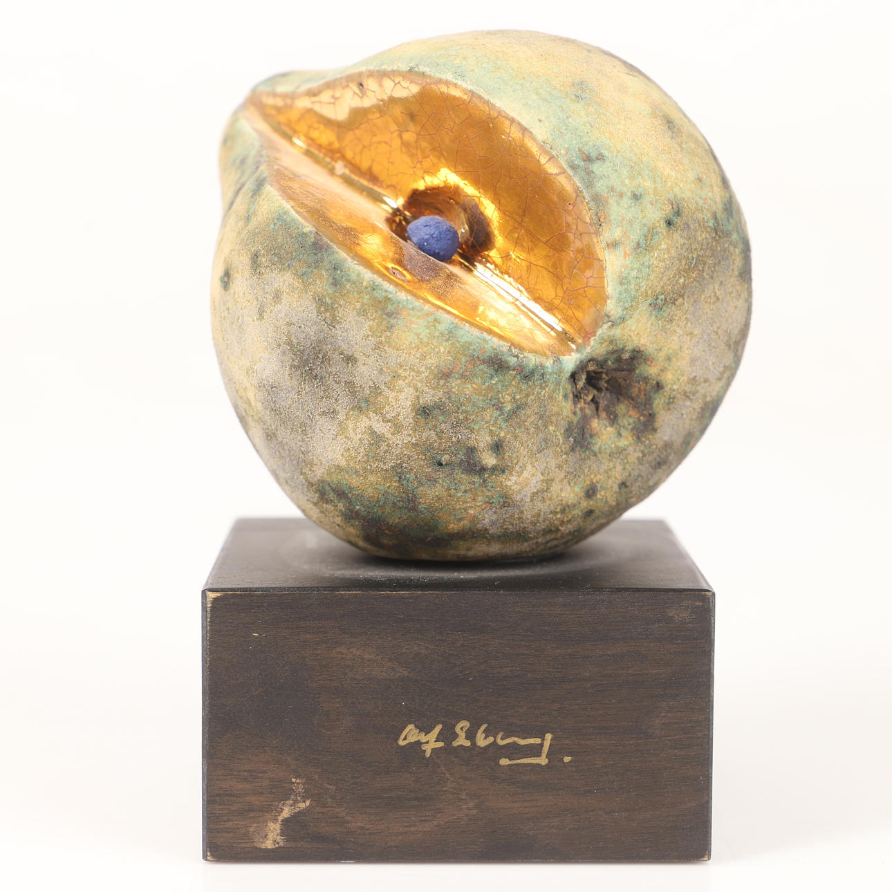 ELF EKBERG. Sculpture, pear, ceramic, signed.