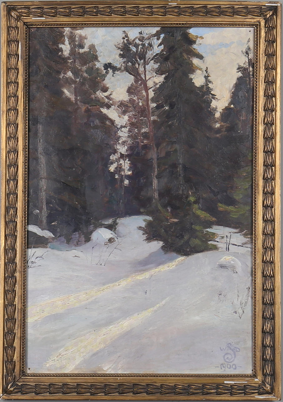 OIDENTIFIERAD KONSTNÄR, olja på duk, signerad WSD och daterad 1900.