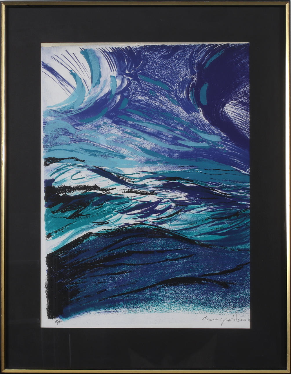 BENGT ÅBERG. Sea, lithograph, signed sample print.
