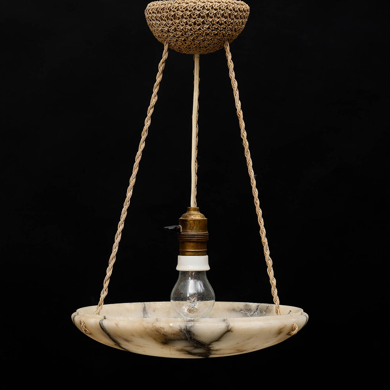 A 1-point alabaster ceiling lamp, early 20th century.