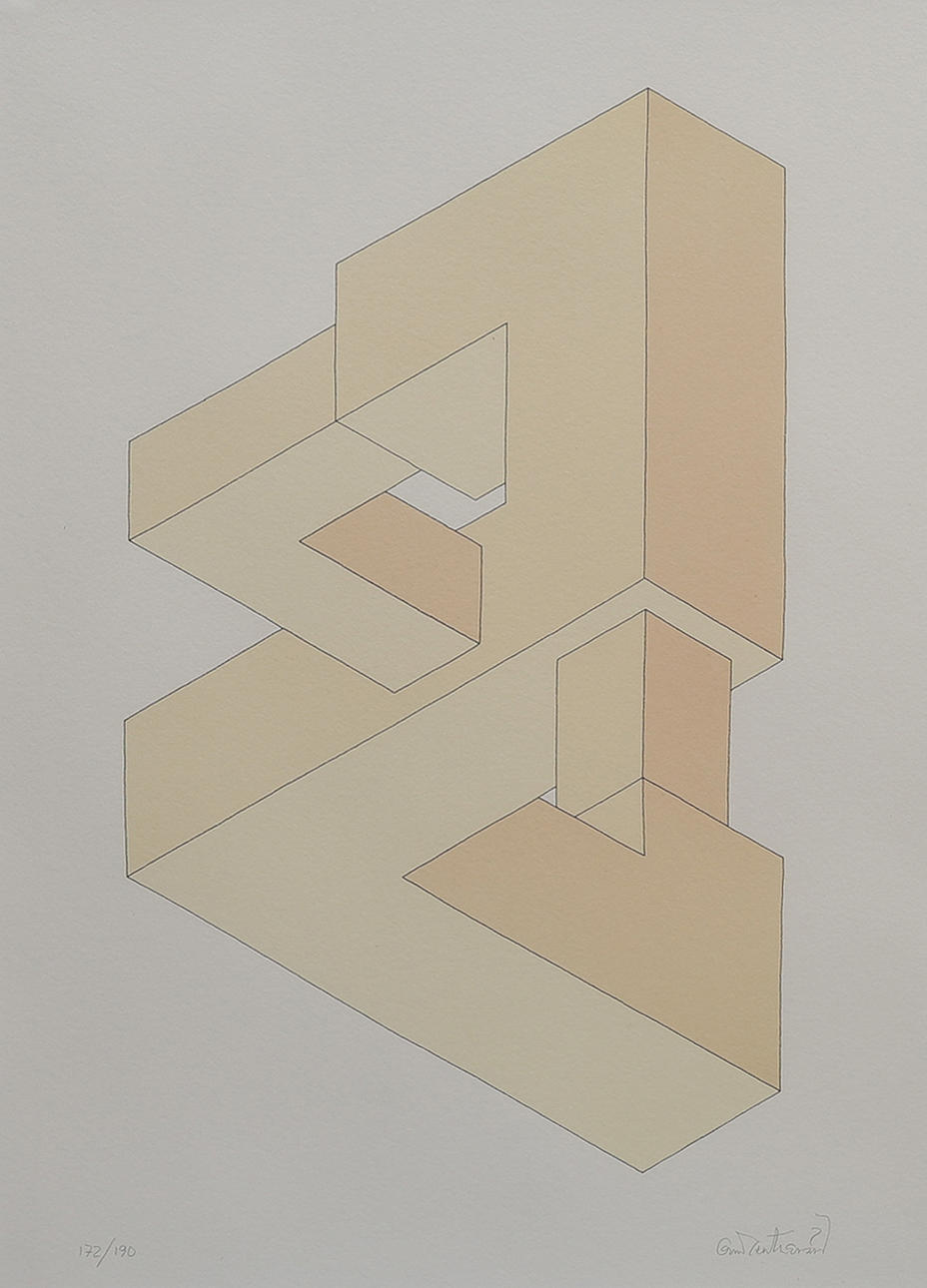 OSCAR REUTERSVÄRD. IMPOSSIBLE FIGURE, COLOR LITHOGRAPHY.