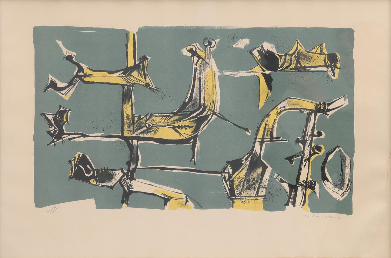 ENDRE NEMES. COMPOSITION, COLOR LITHOGRAPHY.