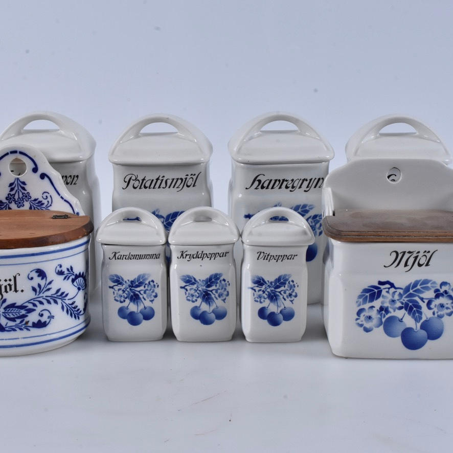 MAUSTEPURKIT, 9 kpl, 1900-luvun posliinia.