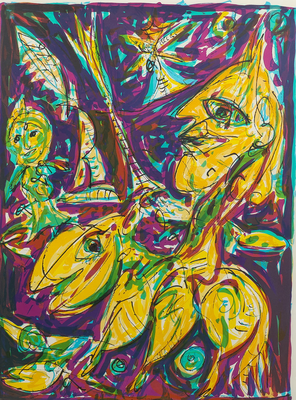 CARL HENNING PEDERSEN (1913-2007). “Don Quijote”, lithograph in colour, signed, 45/150, Paris, 1983.