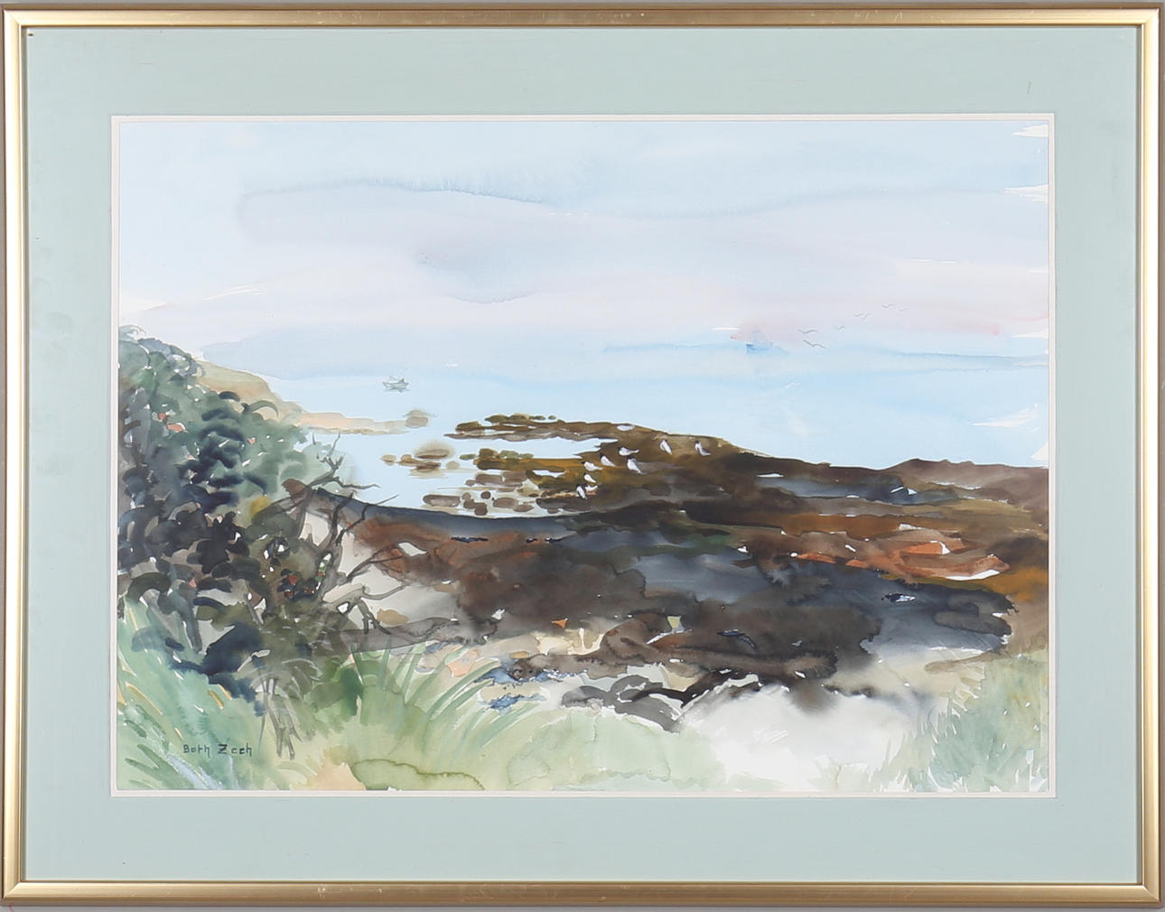 BETH ZEEH. Landskap, akvarell, signerad.