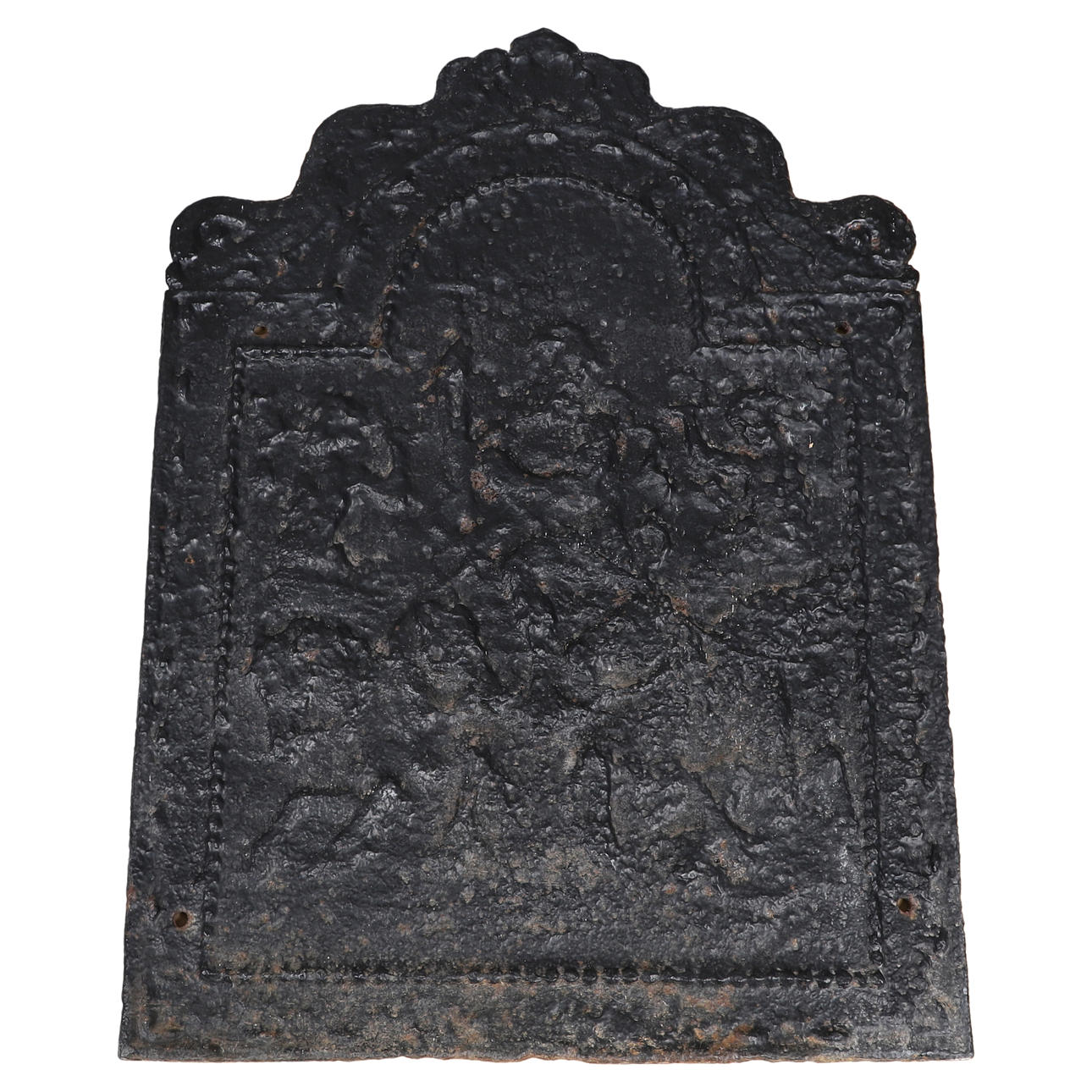 EN SORTMALET STØBEJERNSPRÆGET ILDDÆMPER.