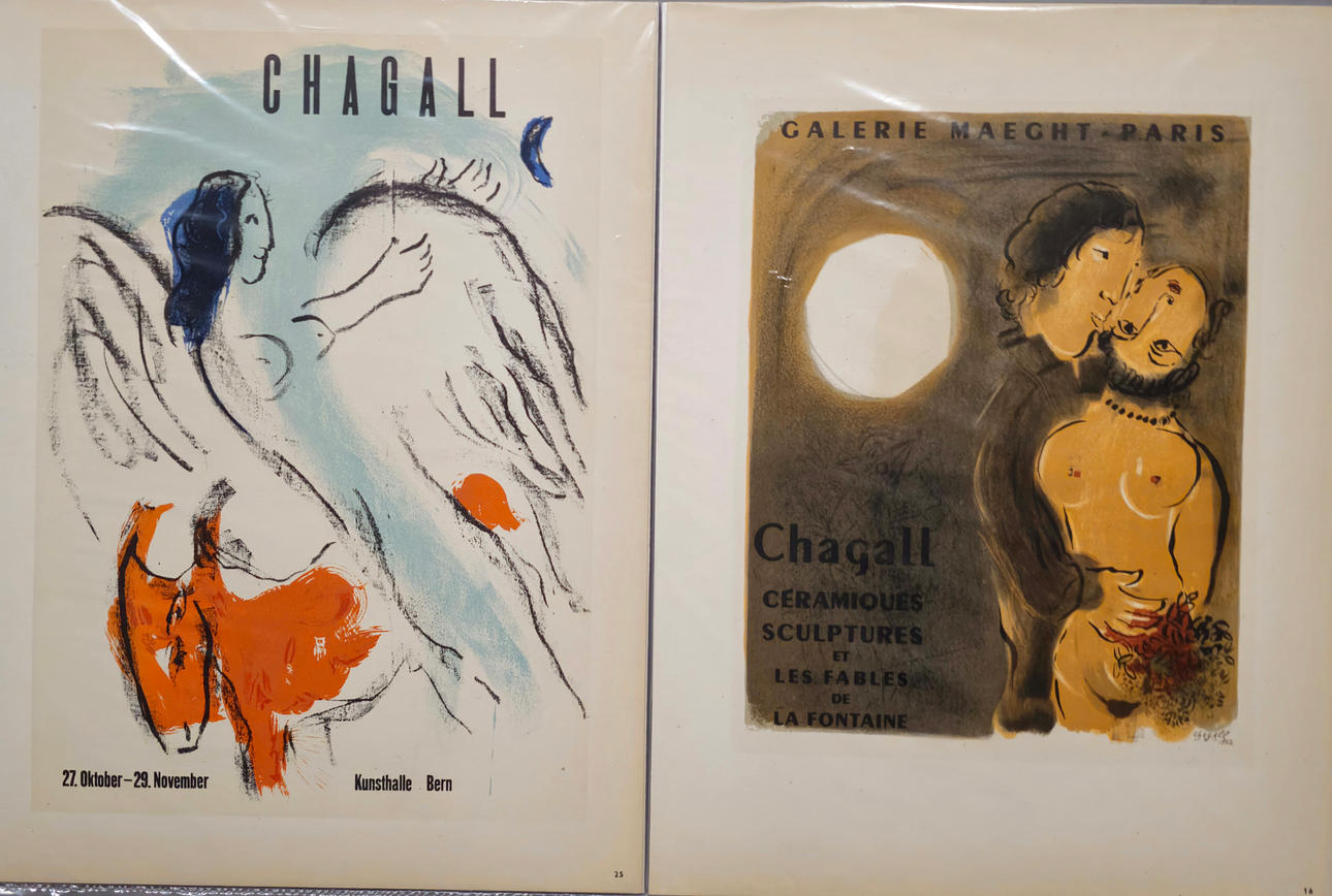 MARC CHAGALL. PAR DE LITOGRAFIAS. CARTELES DE EXPOSICIONES.