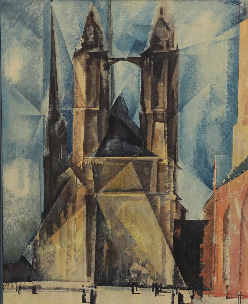 LYONEL FEININGER. After. Print, motif on church, printed signature.
