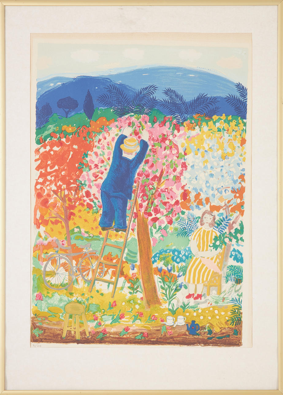 LENNART JIRLOW. Garden motif, signed L. Jirlow, lithograph in colours, numbered 71/310.