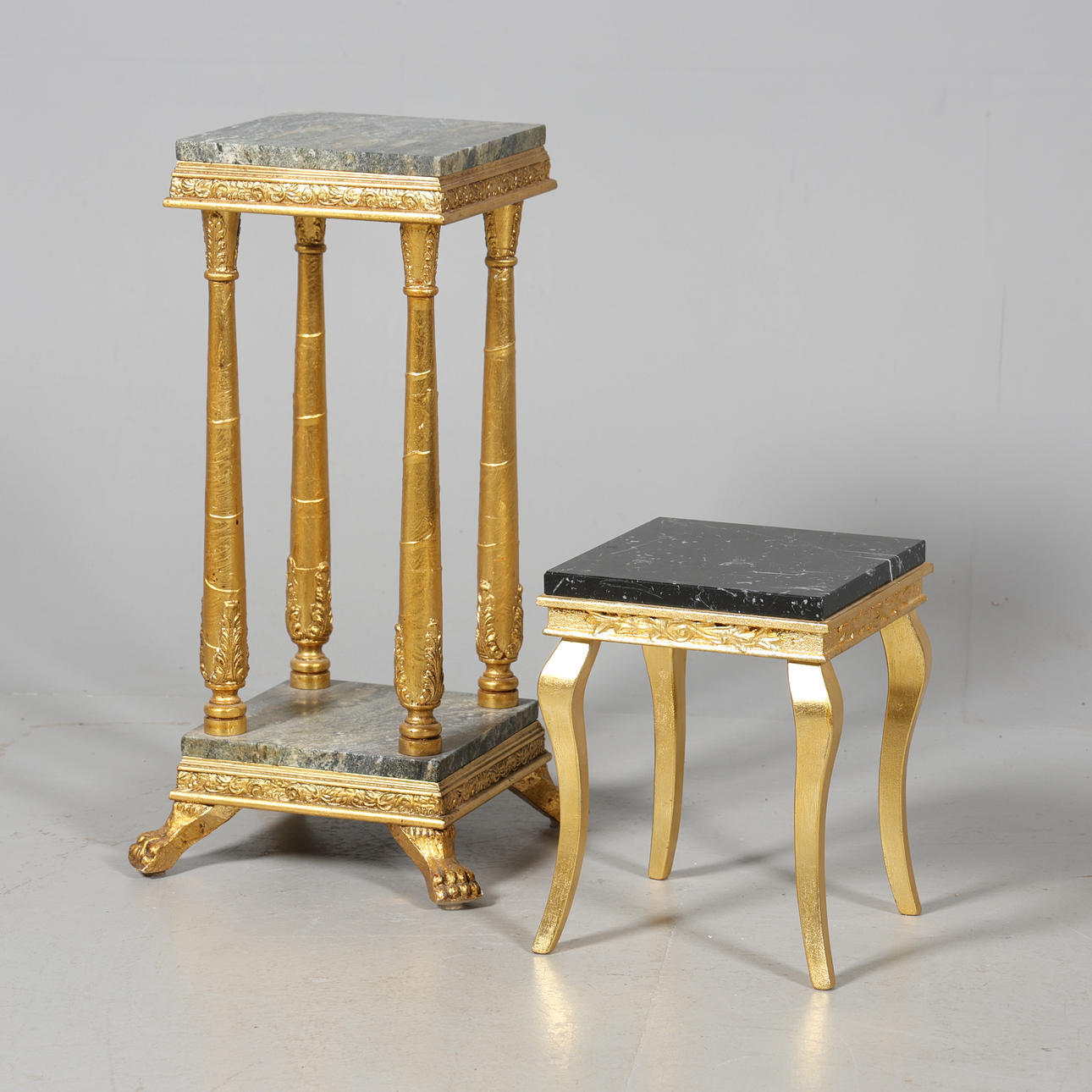 A pedestal, 2 pieces, stone top.