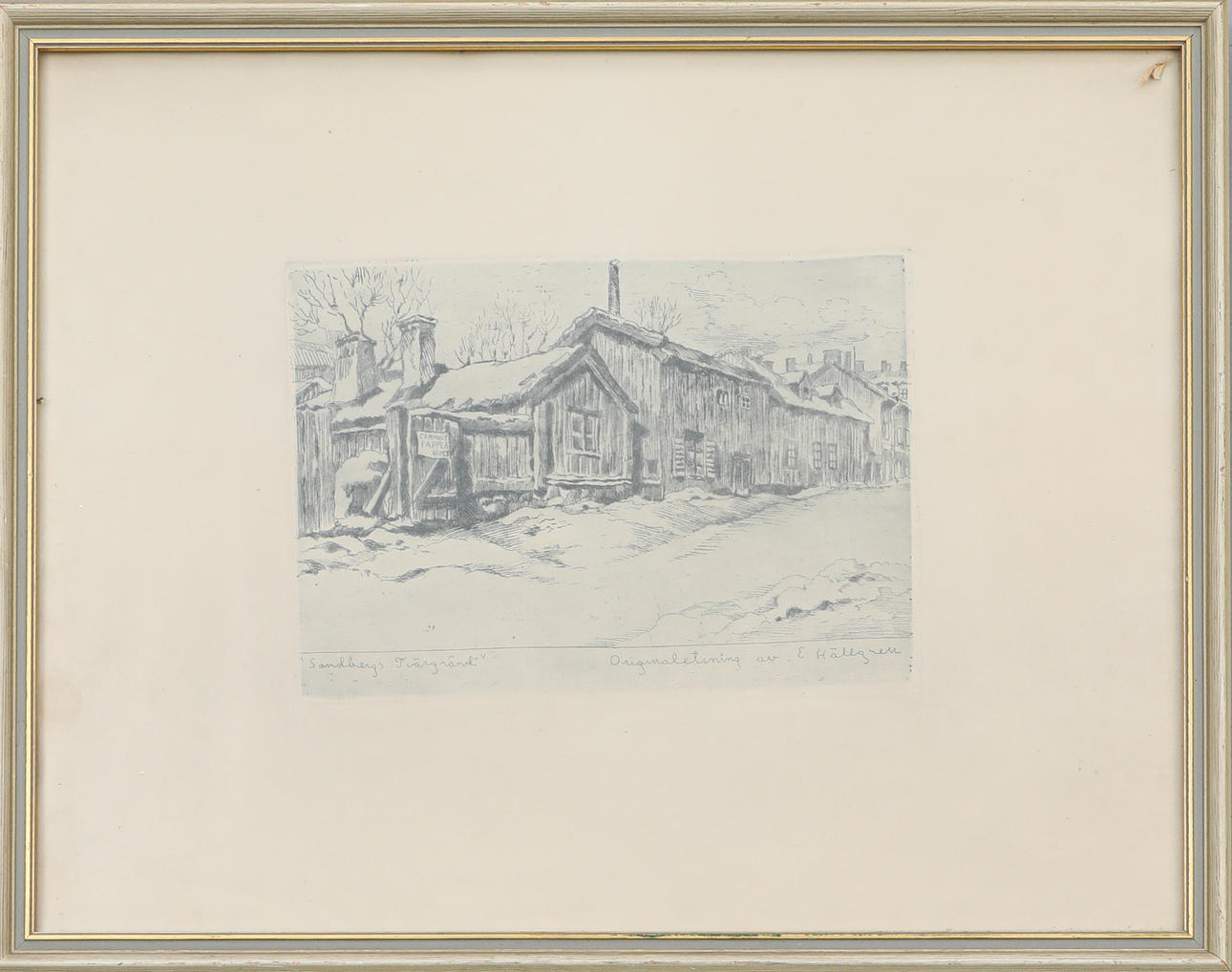 ERNST HÄLLGREN. original etching, signed, “Sandbergs gården”.