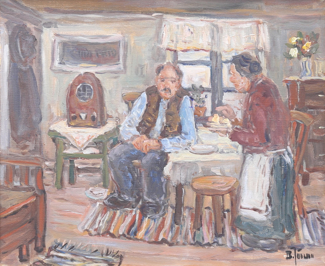 BROR JÖNSSON. Oil on canvas, room interior, signed.