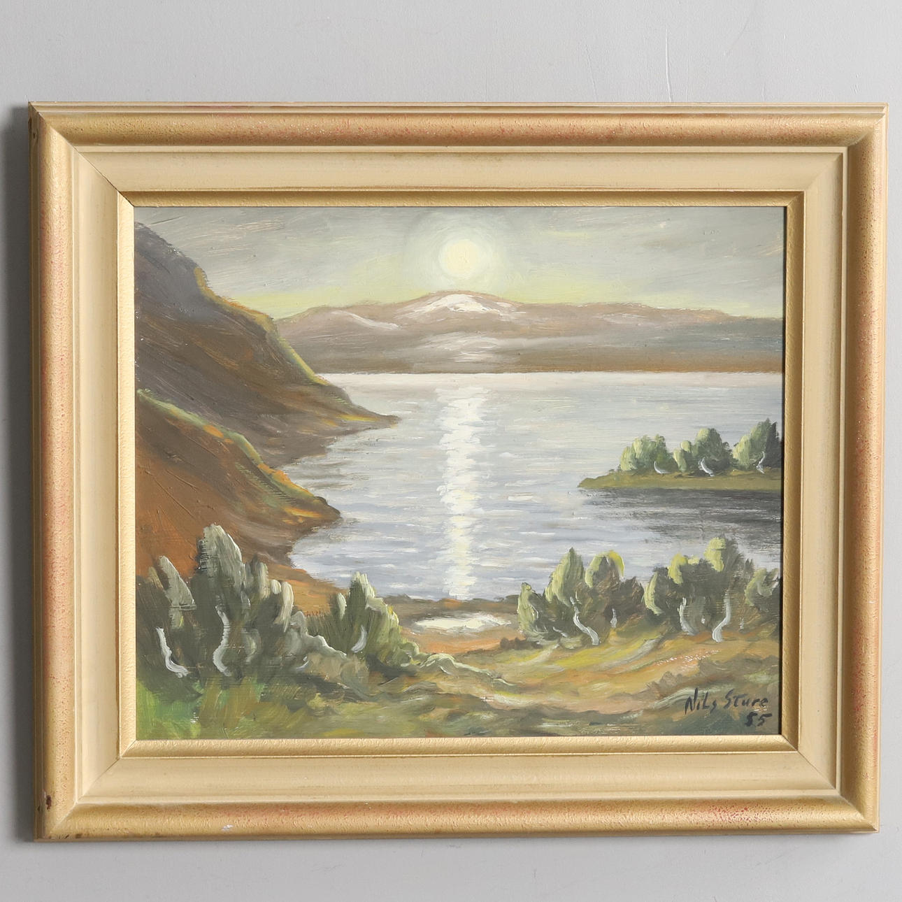 NILS STURE. Oil on panel, “Midnattssol”, signed and dated.