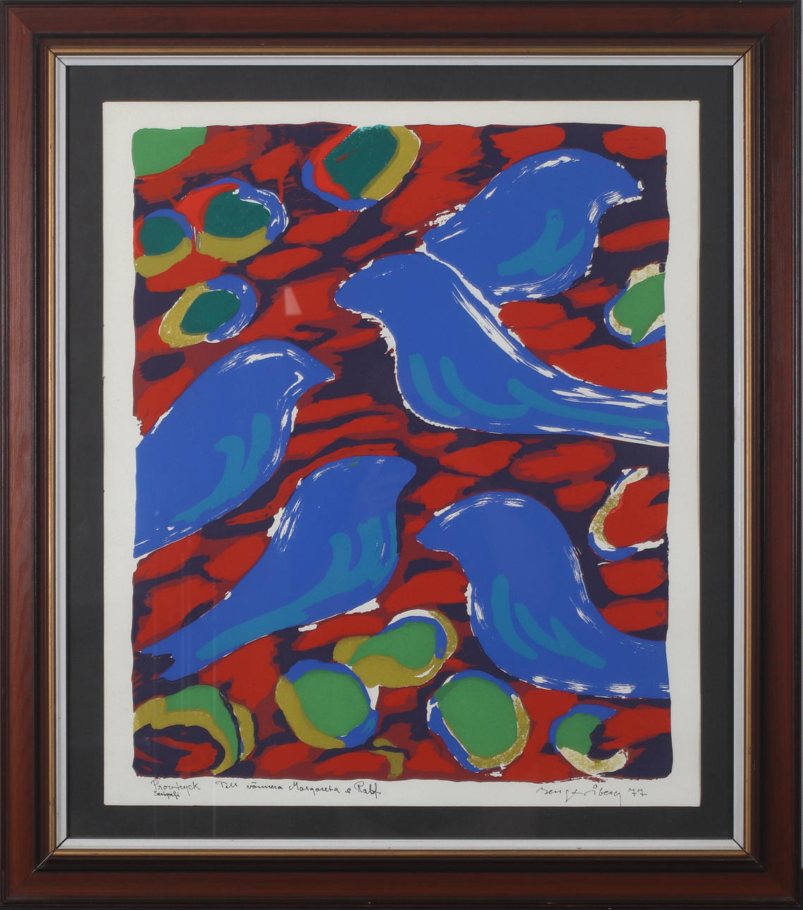 BENGT ÅBERG. birds, lithograph, signed sample print, dated 77.