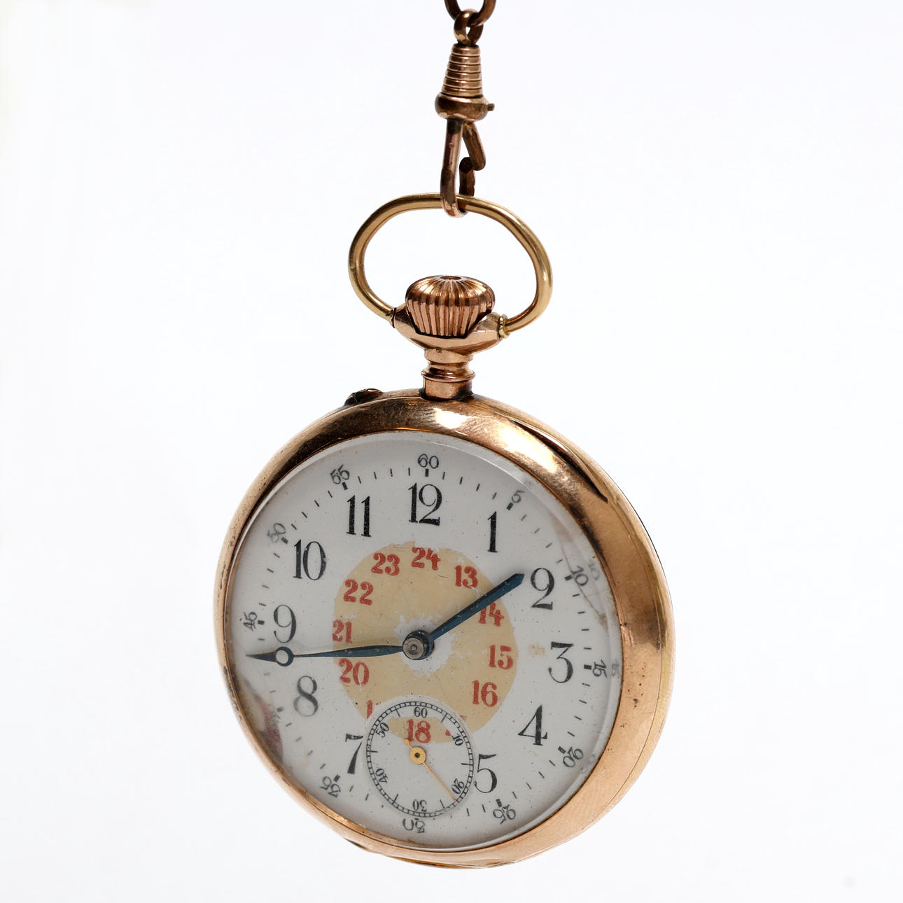 POCKET WATCH. 14 K, Système Glashütte, no 2135.
