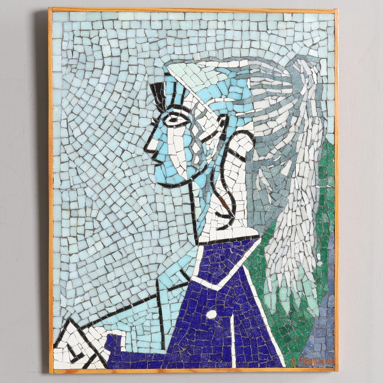 OIDENTIFIERAD KONSTNÄR. BACKGAMMON. Mosaic, “Sylvette” BY PABLO PICASSO, signed and dated.