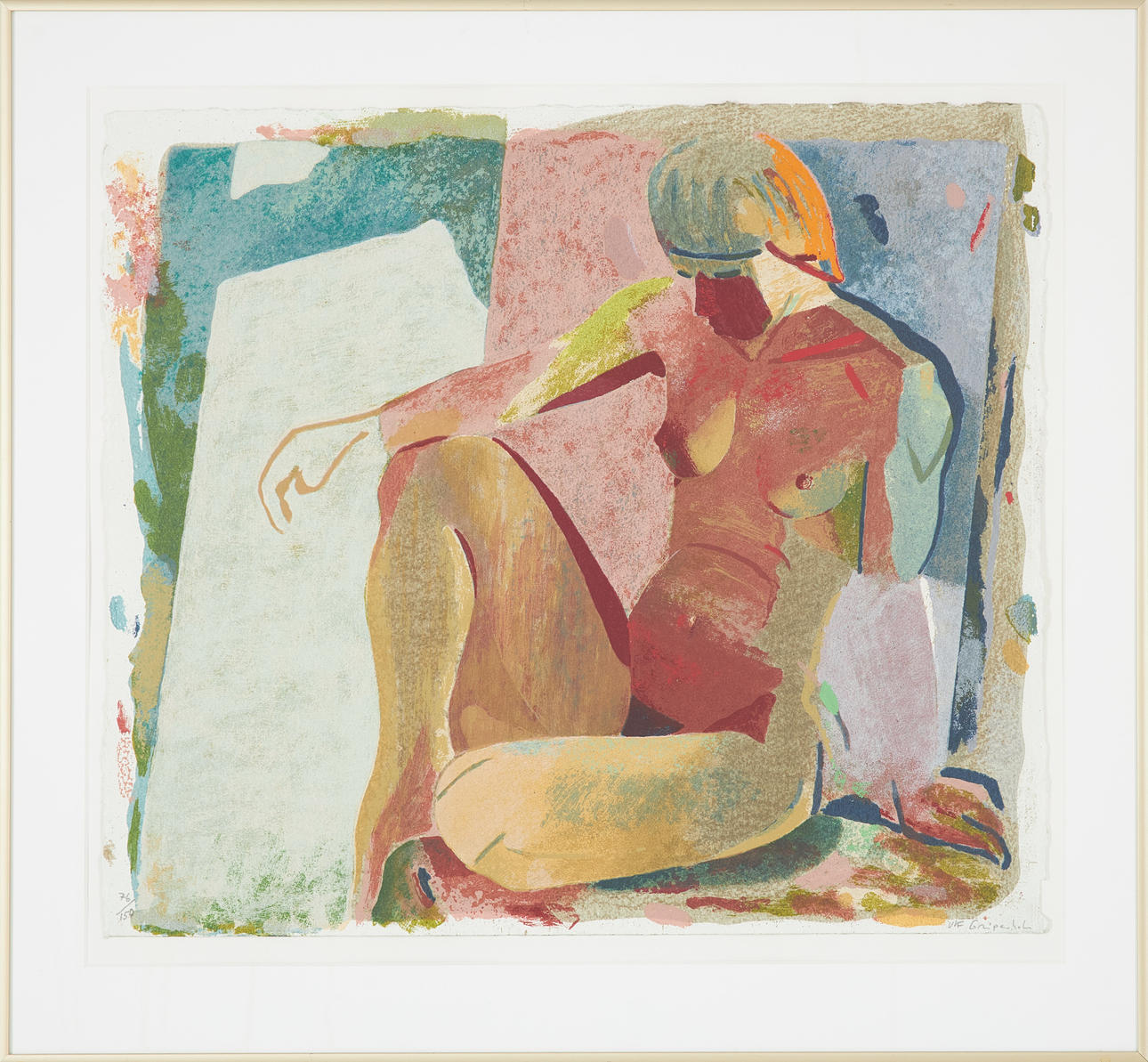 ULF GRIPENHOLM. Model study, lithograph in colours, signed and numbered 76/150.