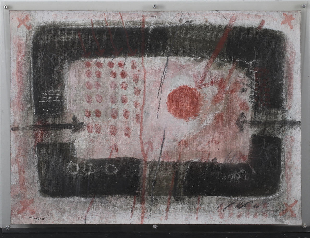 HANS LIMBUS TJÖRNERYD. Composition, mixed media on canvas, signed.