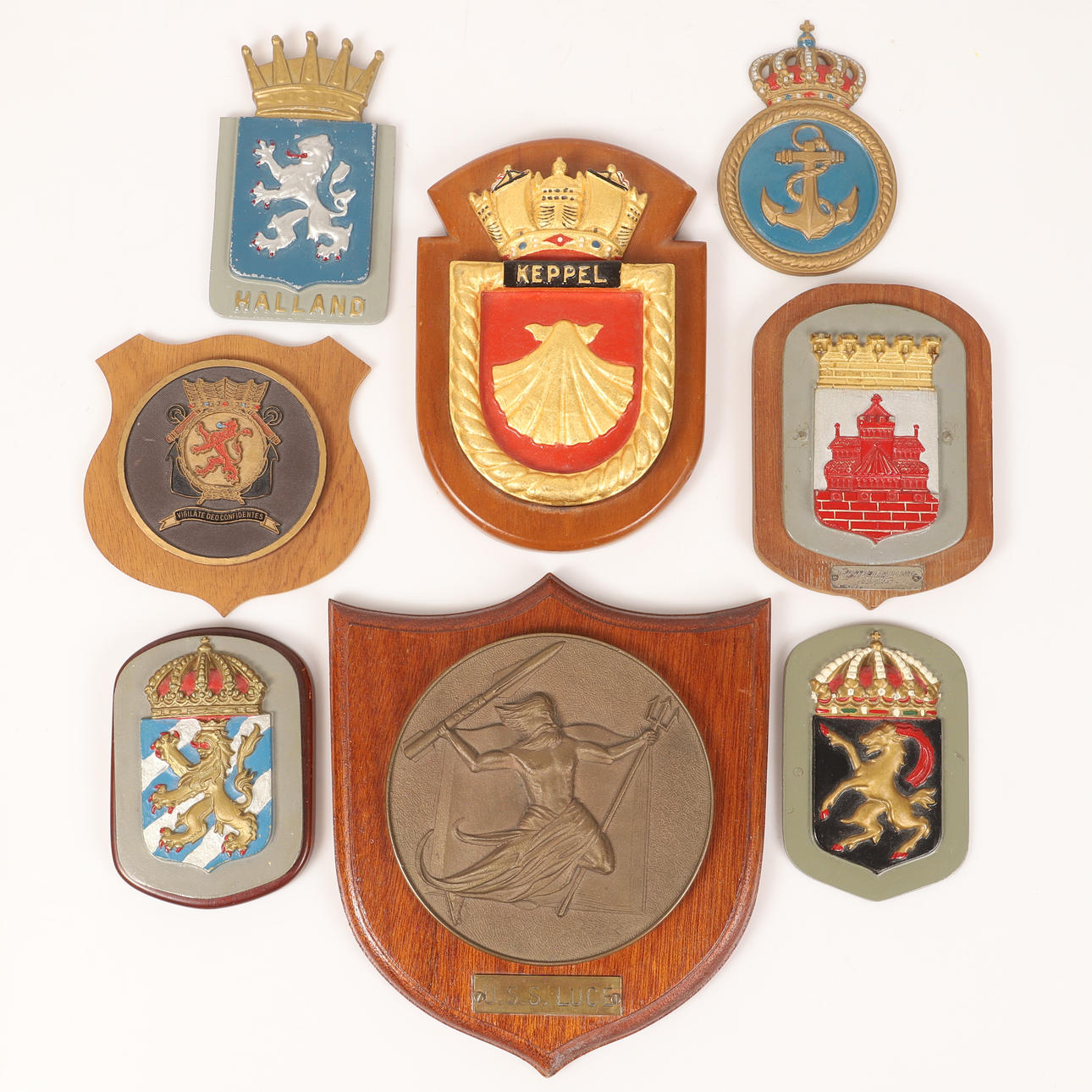 VÆGPLADER, 8 stk., marine.