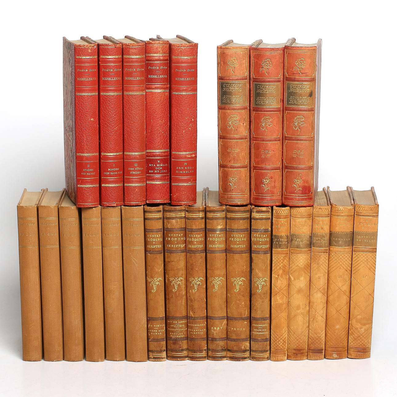 BÖCKER, 25 st, Gustaf Fröding, Dan Andersson, H.C. Andersen och Fredrik Ström.