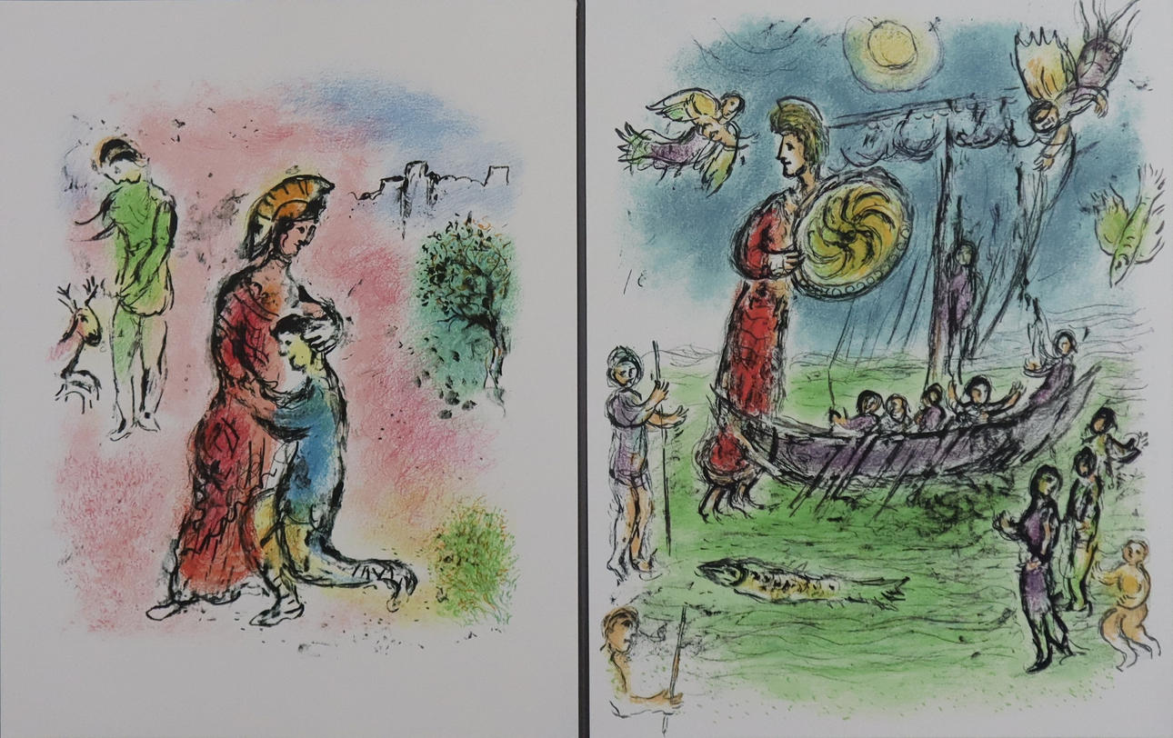 CHAGALL, MARC. two color offset lithographs from Homère, L'Odyssée II.