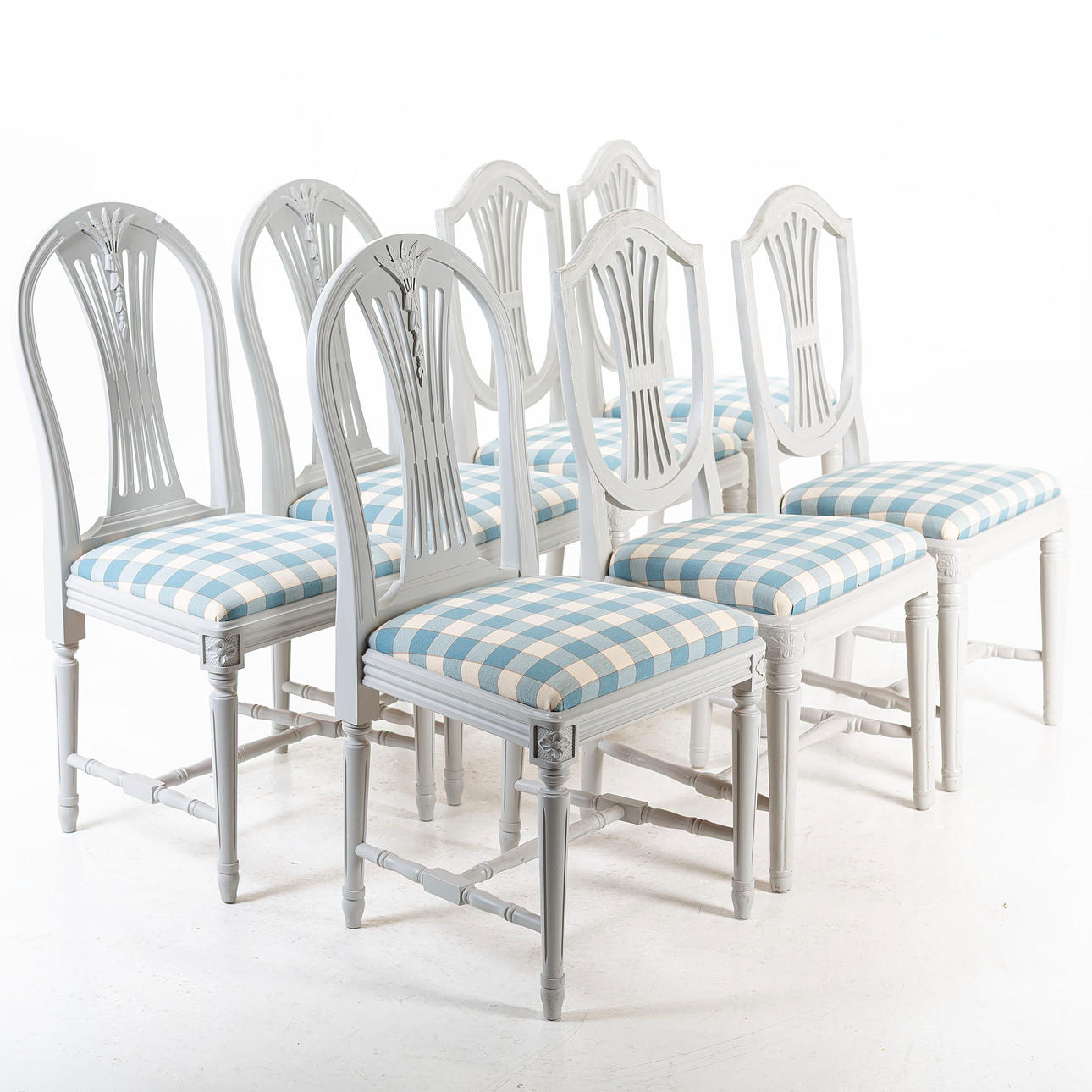 STOLE, 7 lignende, malet, gustaviansk stil.