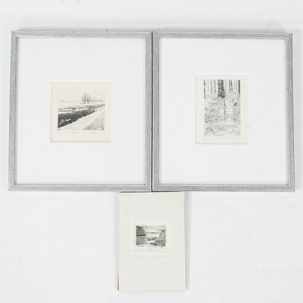 ÖRJAN HÅKANSSON. 3 pcs etching, “Sheep Island”, “Barlingbo”, “Lungkvist”.