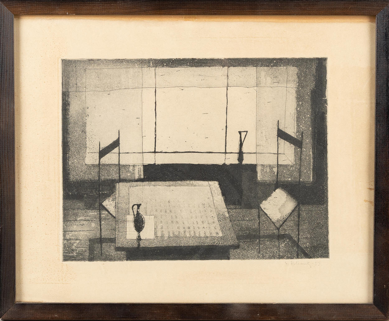 PHILIP VON SCHANTZ. Etching, interior with jugs, signed -53.
