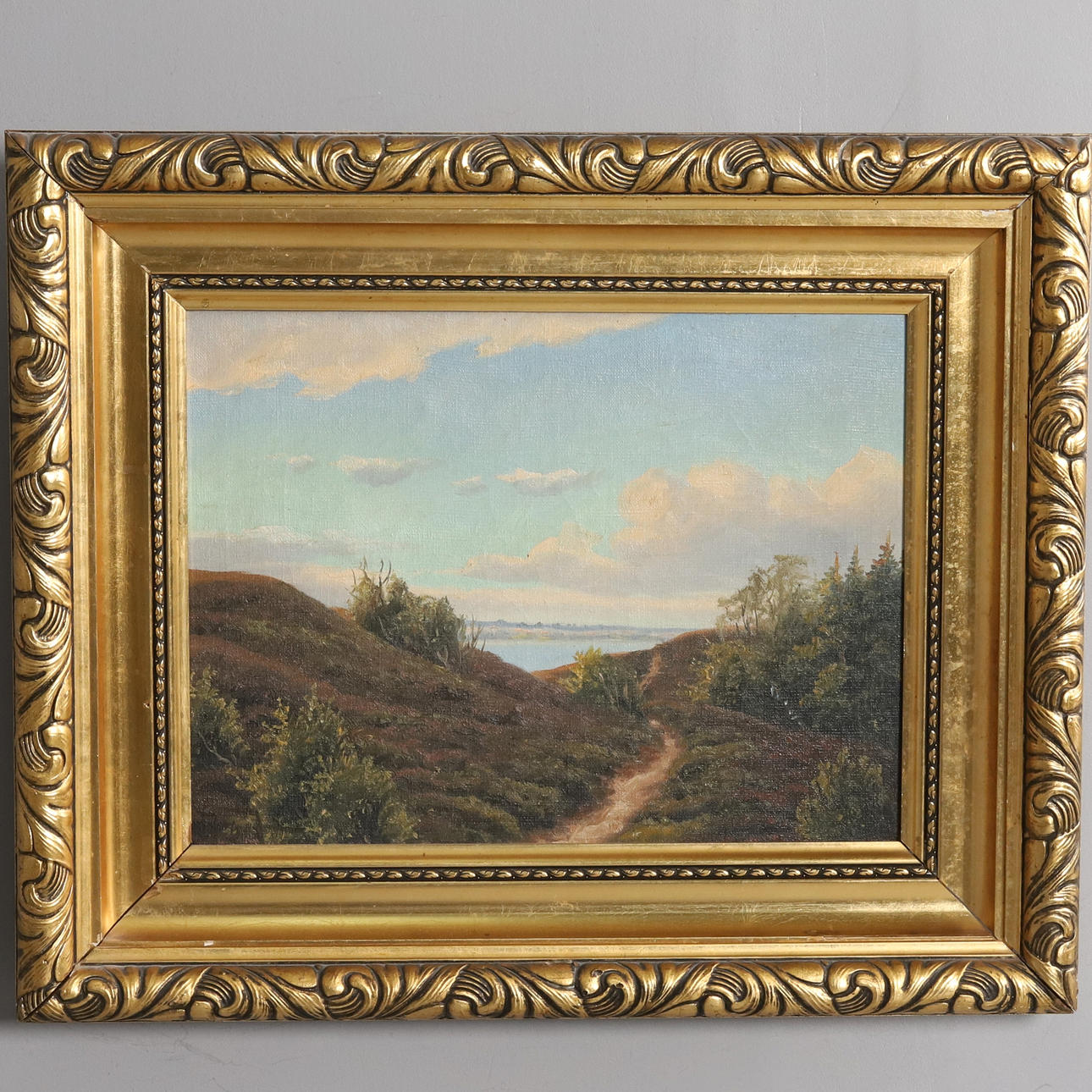OIDENTIFIERAD KONSTNÄR. BACKGAMMON. Oil on canvas, “Landscape view”, signed.