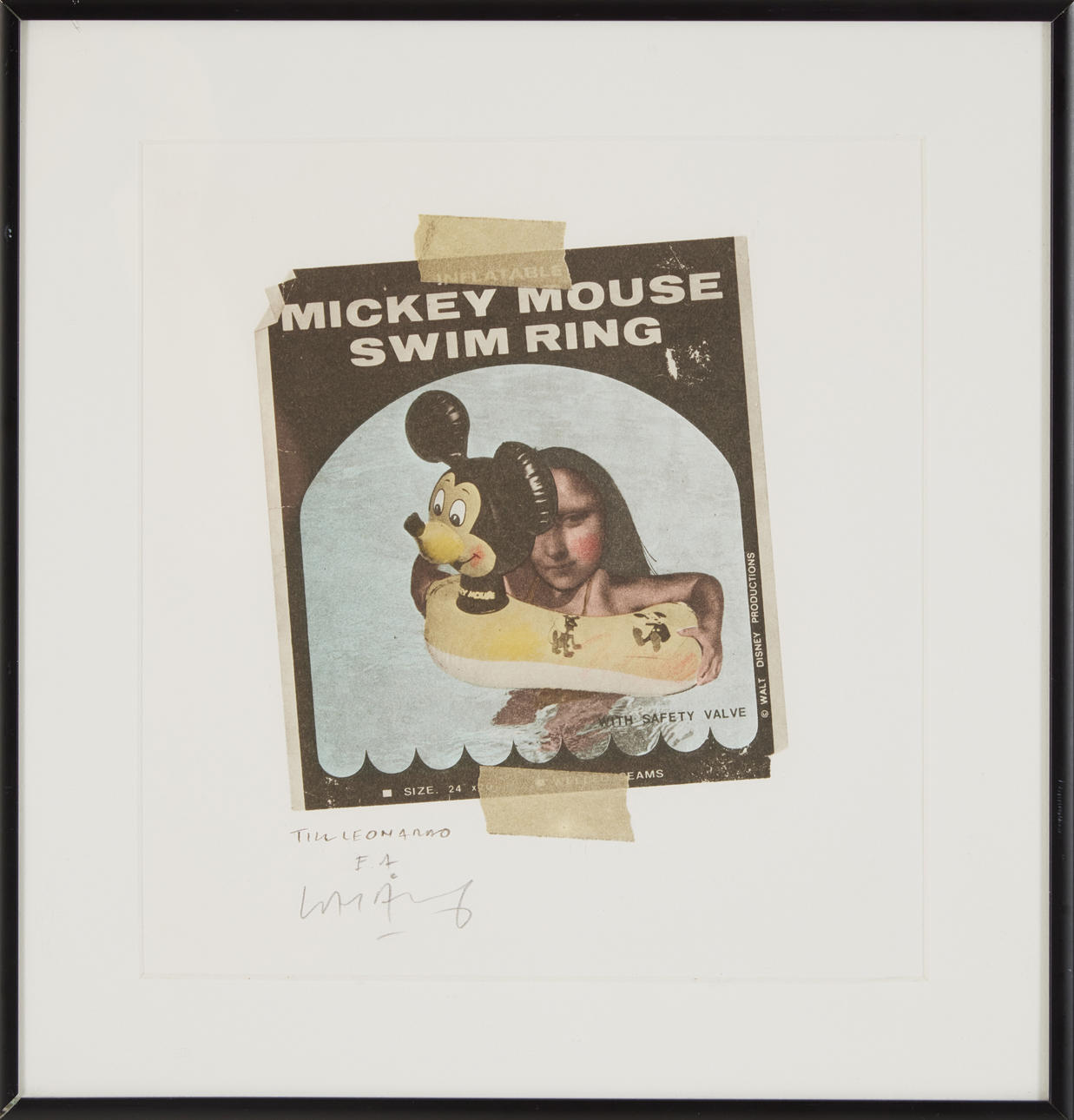 LASSE ÅBERG. motif with Mickey Mouse, lithograph, signed with dedication.