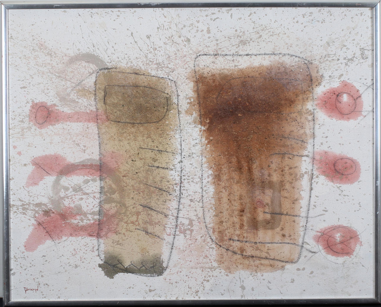 HANS LIMBUS TJÖRNERYD. Composition, mixed media on canvas, signed.