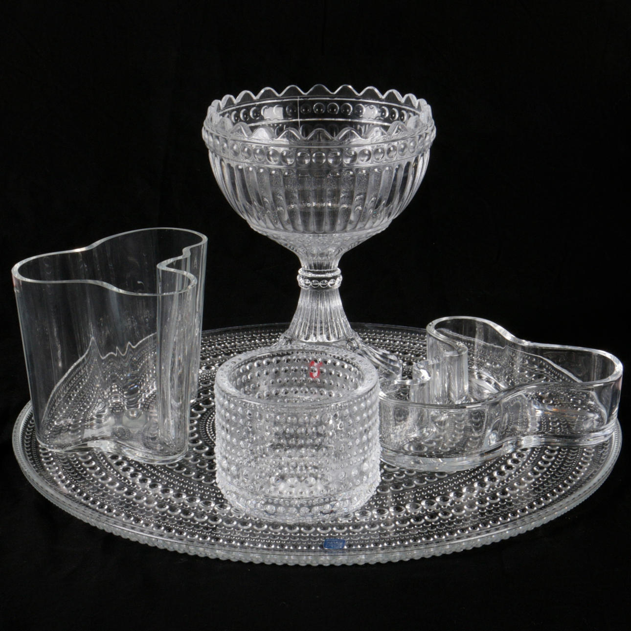 SKÅLAR, samt fat, 5 delar, glas, Iittala, samtida.