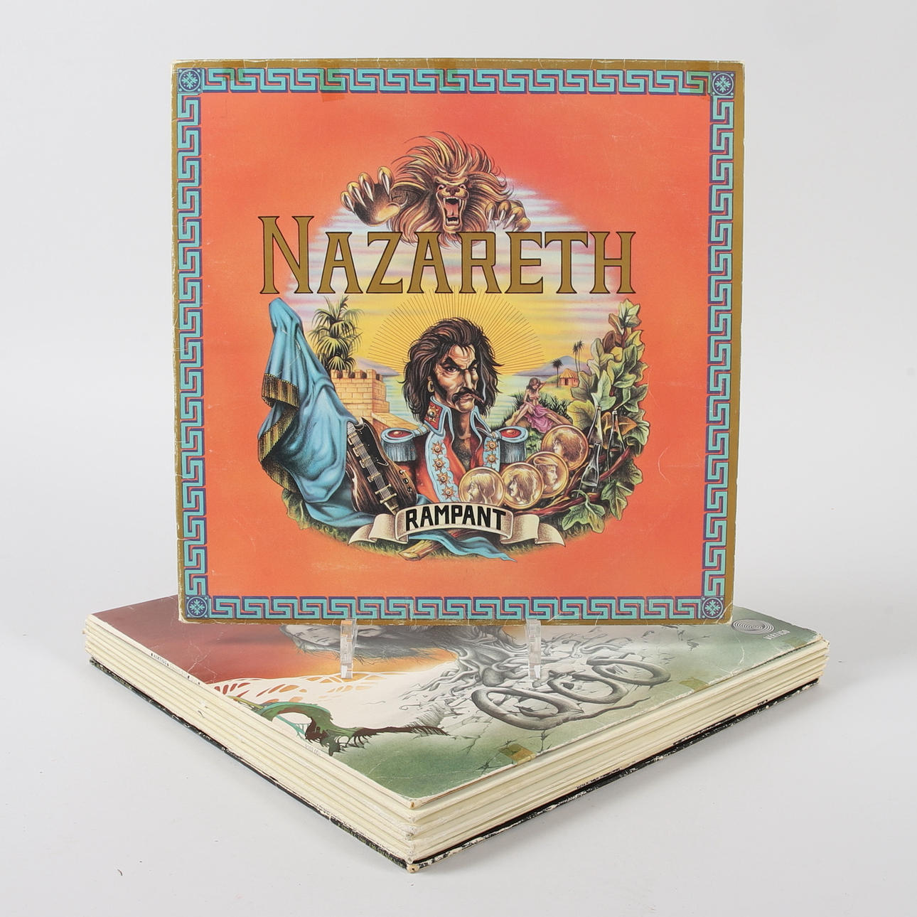 A set of 10 LP records, including Nazareth, Status Quo & Beatles, second half of the 20th century.