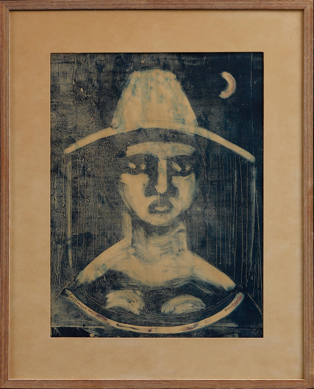 LARS DROUGGE. Face, monotype, signed and dated 1953.