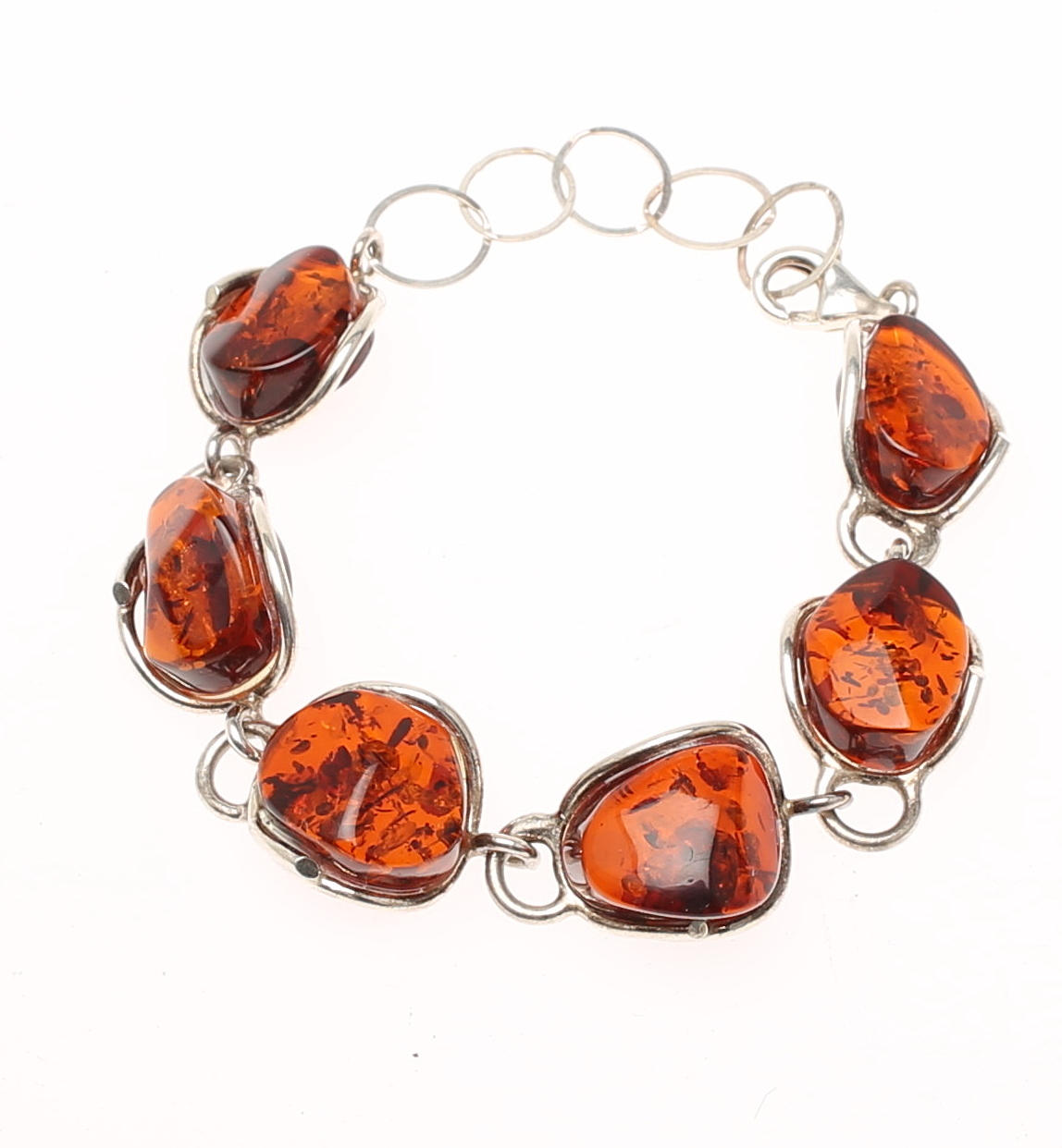 ARMBAND silver och bärnsten.