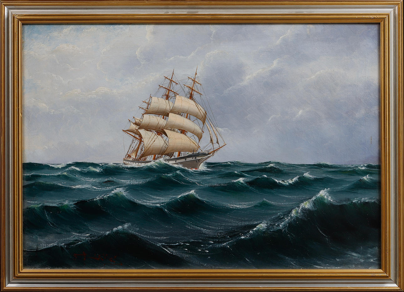 OIDENTIFIERAD KONSTNÄR. Ship portrait, oil on canvas, signed.