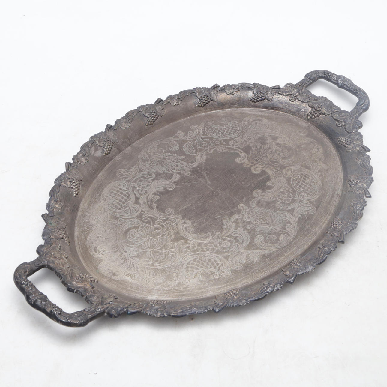 SERVING TRAY, likely nickel silver.