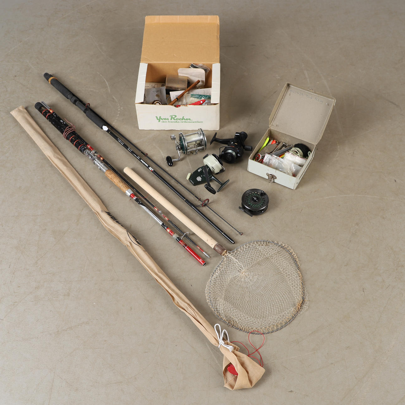 FISHING RODS WITH ACCESSORIES, different makes.
